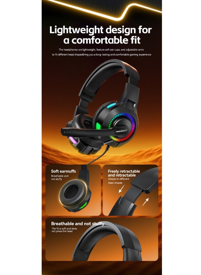 DEADSKULL Gaming Keyboard Mouse Headset and Mousepad Combo, RGB LED Backlit Gaming Keyboard Bundle, USB Wired Keyboards Combo for PC Gamer, Xbox, PS5 Users  - Image 4