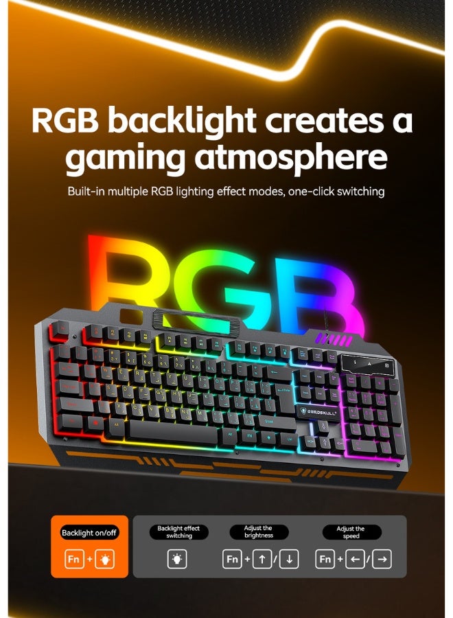 DEADSKULL Gaming Keyboard Mouse Headset and Mousepad Combo, RGB LED Backlit Gaming Keyboard Bundle, USB Wired Keyboards Combo for PC Gamer, Xbox, PS5 Users  - Image 5