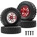 Vgoohobby OD 275 Rubber Tires  Metal Beadlock Wheel Rims Compatible with MN Model MN82 LC79 MN78 D90 D91 D96 99S 112 WPL C14 C24 C34 C44 116 RC Car Red - Image 2