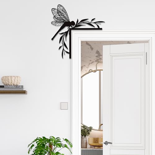 Rajukit Dragonfly Wall Art – Outdoor Metal Garden Decor with Dragonfly Design, Matte Black Door Frame Decor – Waterproof Insect -Themed Wall Sculpture for Patio, Pool, and Garden - Image 5
