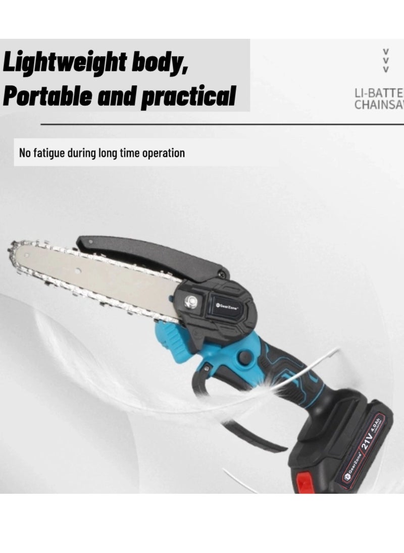 GearZone - Cordless Mini Chainsaw 6 Inch, Battery Powered with 2PCS 21V Rechargeable Batteries, One-Hand Use Electric Chainsaw, Handheld Chainsaw for Wood Working - Image 1