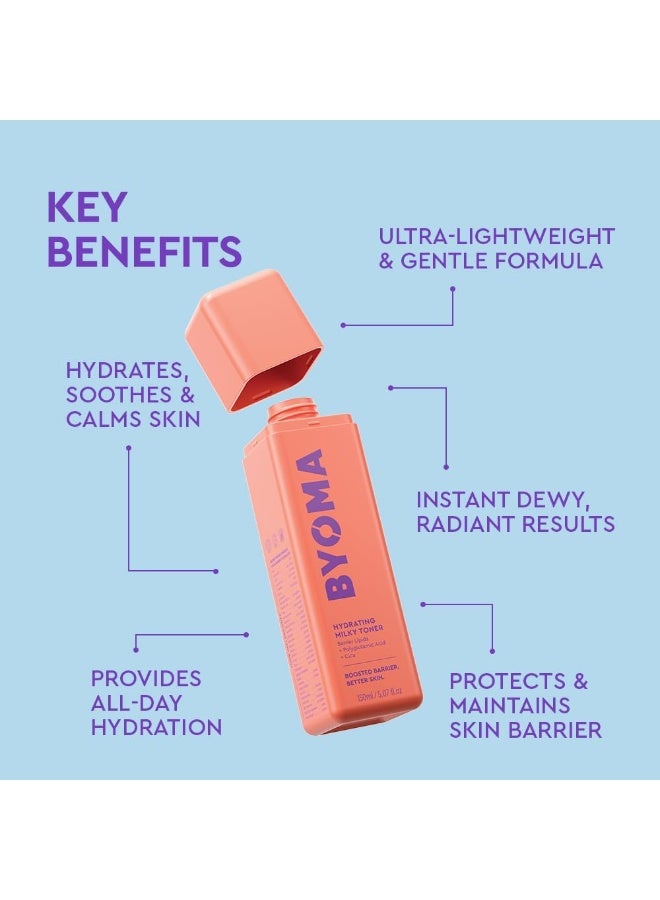 BYOMA Hydrating Milky Toner, 150ml | Gentle on the Skin, All-Day Hydration with Cica & Ceramides, Reduces Redness, Protects and Maintains Skin Barrier - Image 3