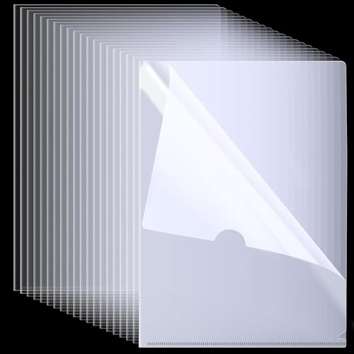 WeKonnect ; L Folder File | A4 Size Durable Clear Transparent Plastic File Folders | Paper Holders Organizer Document Sleeves For Protection | Suitable For School, Offices & Projects (Pack Of 20) - Image 1