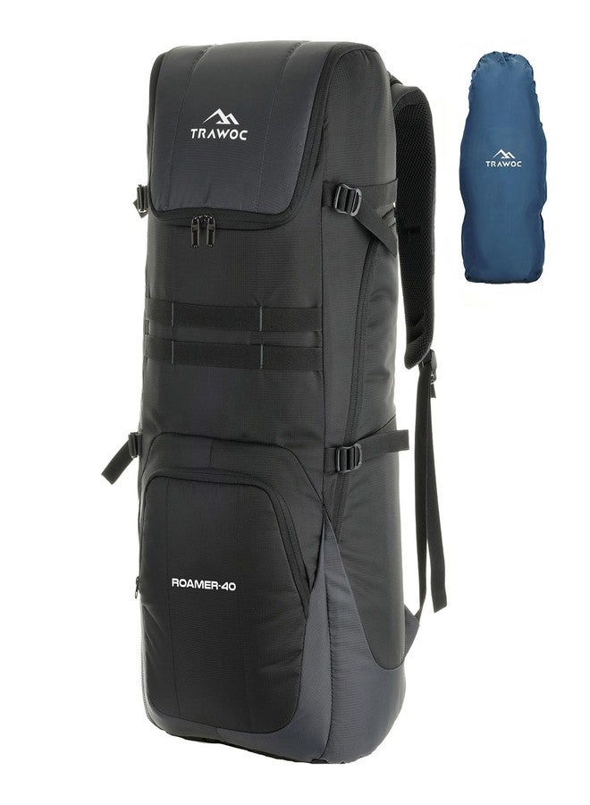 تراوك حقيبة ظهر تراووك رومر للسفر بسعة 40 لترًا، مناسبة للرجال والنساء، حقيبة عملية مزودة بغطاء للمطر، مثالية للسفر والرحلات والتنزه، لون رمادي داكن، SHK022 - Image 1