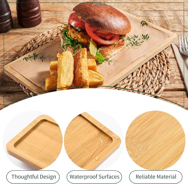 AWIZOM 4 Pack Bamboo Serving Tray Rectangle Bamboo Wood Tea Serving Tray Rounded Edges Wooden Bathroom Counter Tray Bamboo Vanity Tray for Dresser Food Coffee Tea Snack Tissues Candles11x 4 Inch - Image 3