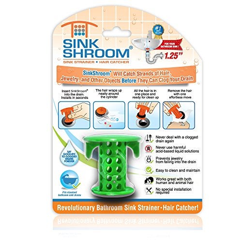 SinkShroom The Revolutionary Sink Drain Protector Hair Catcher/Strainer/Snare, Green - Image 1