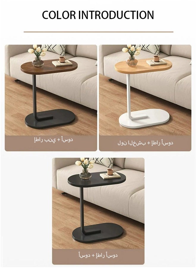 ألمانيا الفضية - طاولة جانبية على شكل C، طاولة القهوة، طاولة نهاية تحت الأريكة، طاولة غرفة المعيشة، وجبة خفيفة، حامل كمبيوتر محمول، إطار معدني ثابت لغرفة النوم، المكتب، الأريكة، السرير، طاولة جانبية، سهلة التجميع - Image 1