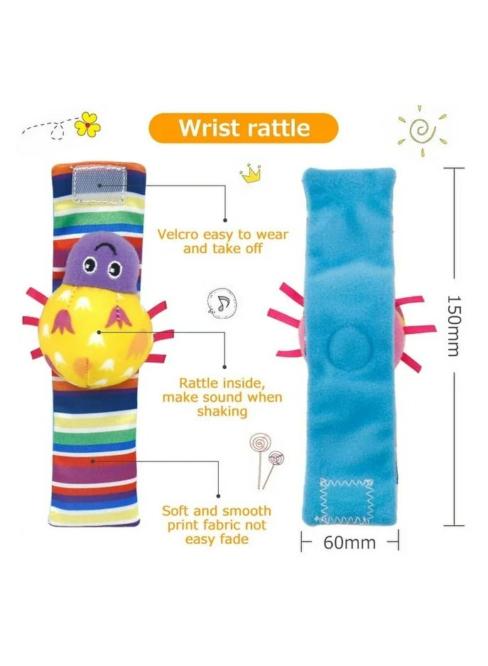 BLOOMING TIME Baby Wrist Rattle Foot Finder Socks 4Pcs,Newborn Sensory Learning Toys for 0-12 Months - Image 5