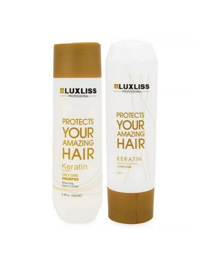 Luxliss Uxliss Keratin Daily Care Shampoo Keratin Daily Care Conditioner (Pack Of 2)  - Image 1