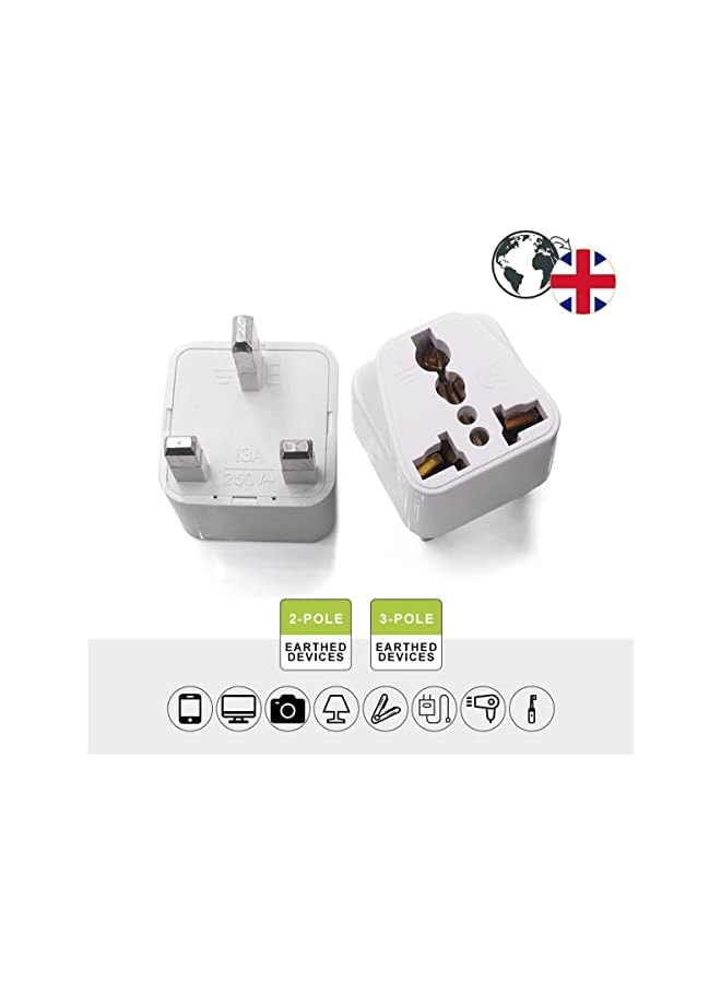 PROMASS بروماس [عبوة من 2] نوع G محول طاقة AC عالمي AU/US/EU إلى المملكة المتحدة والإمارات العربية المتحدة ، محول سفر ، محول مخرج ، مقبس - Image 4