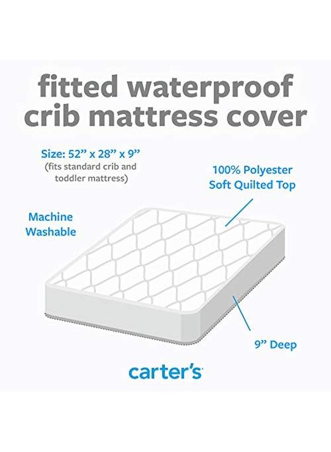 carter's Waterproof Fitted Crib Mattress Pad And Toddler Crib Mattress Protector Baby Crib Mattress Cover Protective Sheet For Boys And Girls Bedding Sets White - Image 3