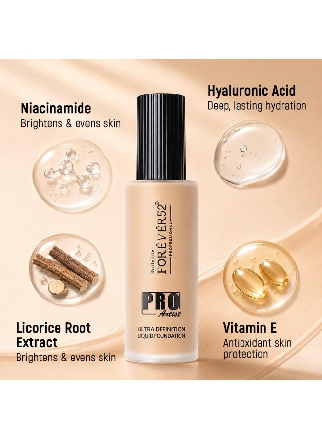 Daily Life Forever52 Pro Artist Ultra Definition Liquid Foundation | Long Lasting, Full Coverage, 24H, Waterproof & Sweatproof, Lightweight Hydrating, Oil-Free Formula - Caramel  60ML - Image 2
