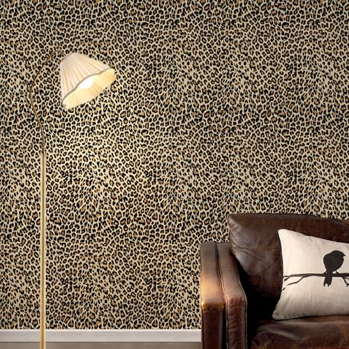 DULEIXUFHEE Leopard Wallpaper Peel and Stick Cheetah Print Wallpaper Self Adhesive Removable Leopard Cheetah Contact Paper for Bedroom Bathroom Furniture Yellow 177x118 145 Sq Ft - Image 1