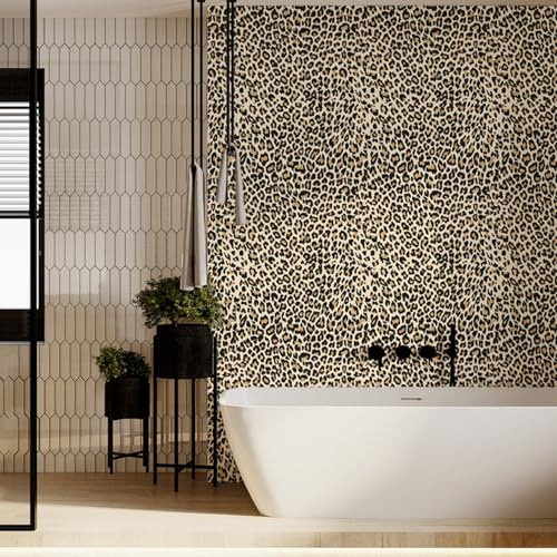 DULEIXUFHEE Leopard Wallpaper Peel and Stick Cheetah Print Wallpaper Self Adhesive Removable Leopard Cheetah Contact Paper for Bedroom Bathroom Furniture Yellow 177x118 145 Sq Ft - Image 3