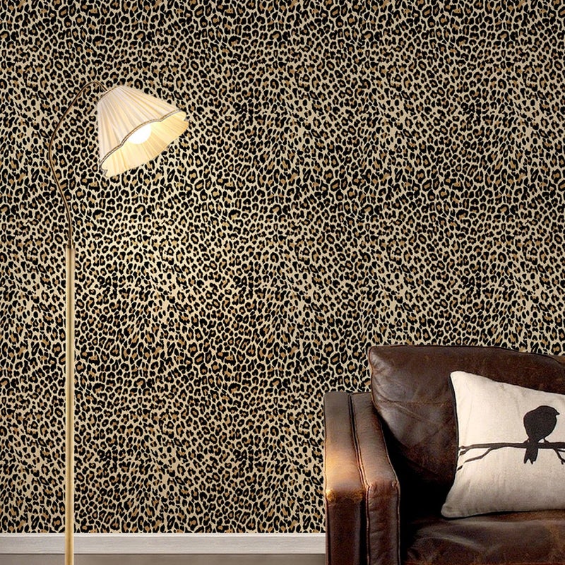 DULEIXUFHEE Leopard Wallpaper Peel and Stick Cheetah Print Wallpaper Self Adhesive Removable Leopard Cheetah Contact Paper for Bedroom Bathroom Furniture Yellow 177x118 145 Sq Ft - Image 2
