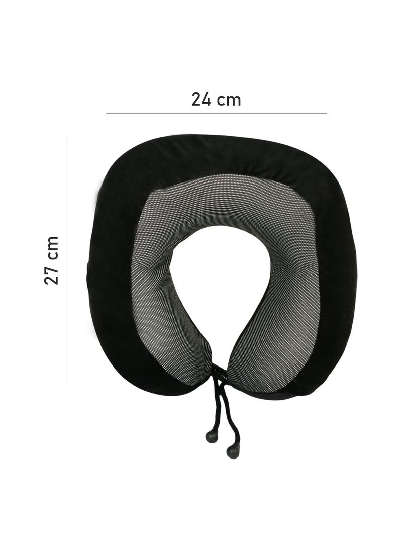 Agc U Shape Neck Pillow for Kids and Adults - Travel Soft Neck Pillow for Airplane Travel for Men, Women & Kids, Memory Foam Neck Pillow, Air Travel Neck Pillow UC1018  (Black) - Image 3