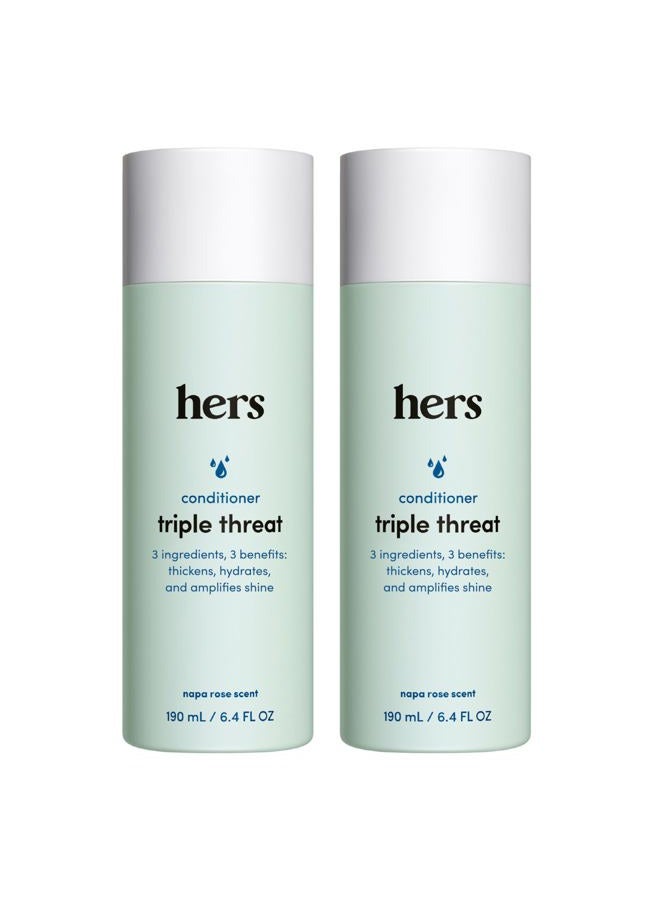 HIMS & HERS hers Triple Threat Conditioner for Women, 2 Pack - Thickening, Moisturizing, Reduces Shedding - Color Safe Hair Loss Conditioner - Napa Rose - 2 x 6.4 fl oz - Image 1