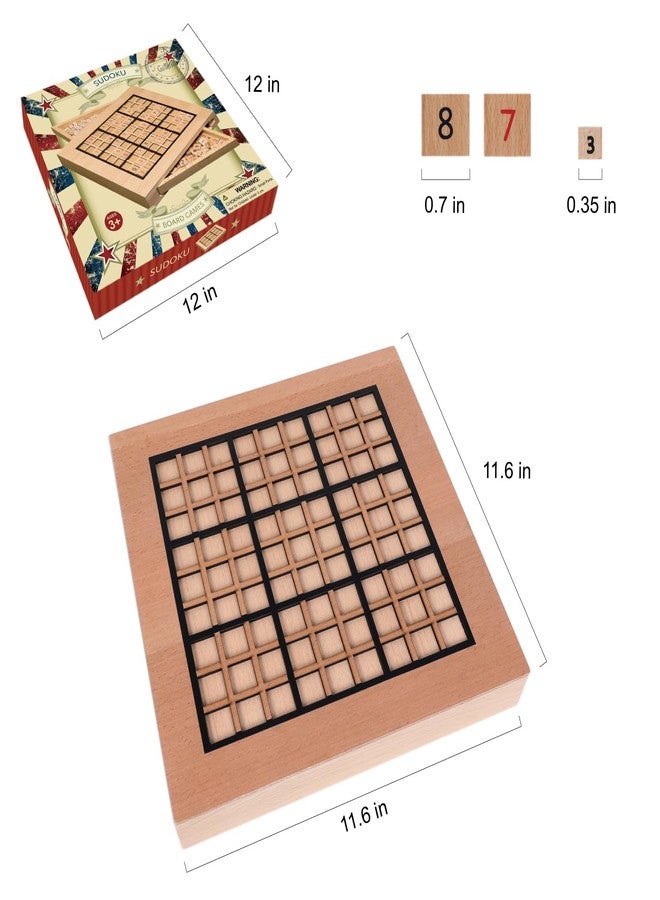 GOTHINK Wooden Sudoku Puzzle Set, Challenge Your Mind with 11.6 Inch Sudoku Board Game, Includes 90 Large Number & Thinking Tiles, 2 Drawers for Storage, for All Ages - Image 2