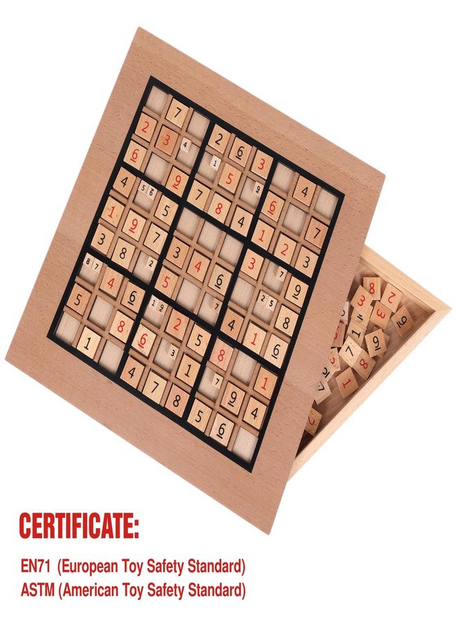GOTHINK Wooden Sudoku Puzzle Set, Challenge Your Mind with 11.6 Inch Sudoku Board Game, Includes 90 Large Number & Thinking Tiles, 2 Drawers for Storage, for All Ages - Image 4