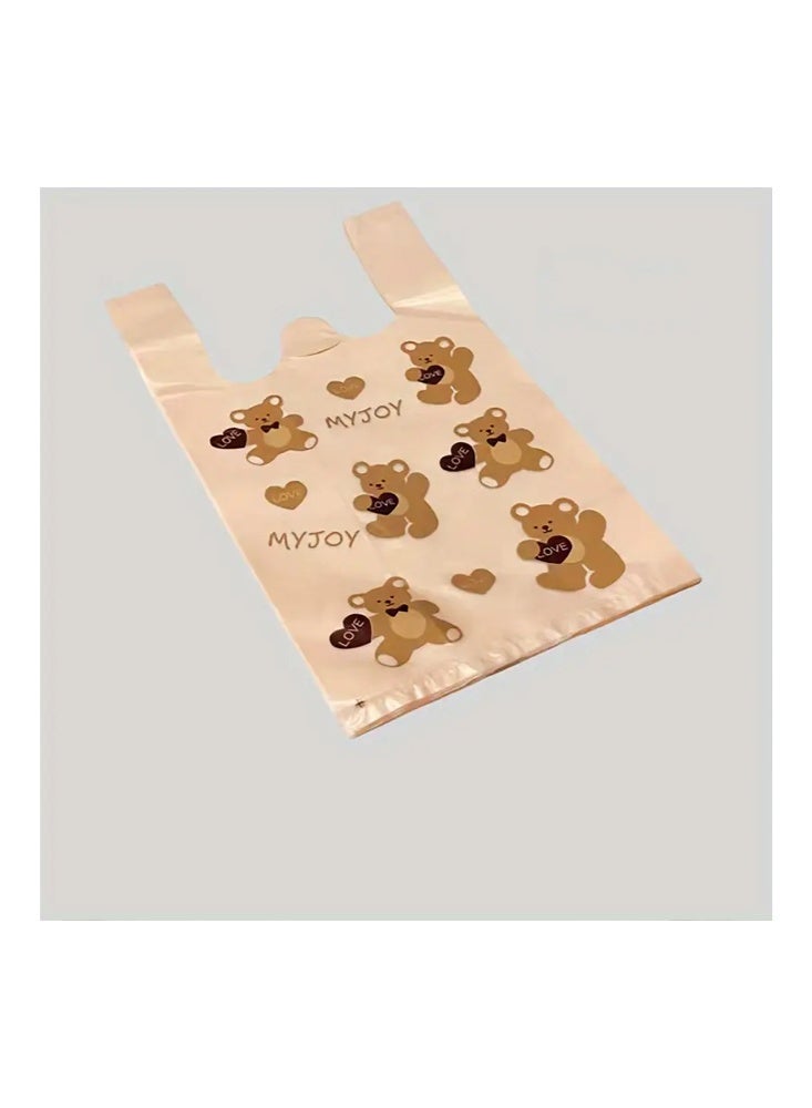 Zeemey 100pcs Cute Teddy Bear Plastic Shopping Bags, Thick Gift Tote with Handles, Fashionable Party Favors for Wedding, Birthday, Jewelry, Candy, Chocolate, Accessories Packaging - Image 5