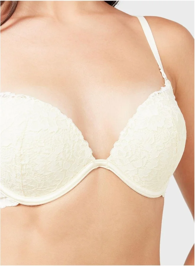 لا سينزا Lace Detail Plunge Neck Bra