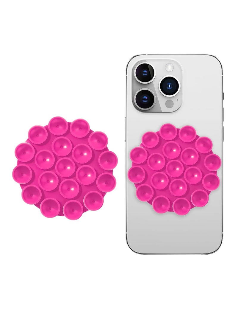 Silicone Suction Cup Phone Case Mount Double Sided, Phone Accessories Hands-Free Strong Grip Holder for Selfies and Videos, Silicon Phone Stand for iPhone and Android (Hot Pink)  - Image 1