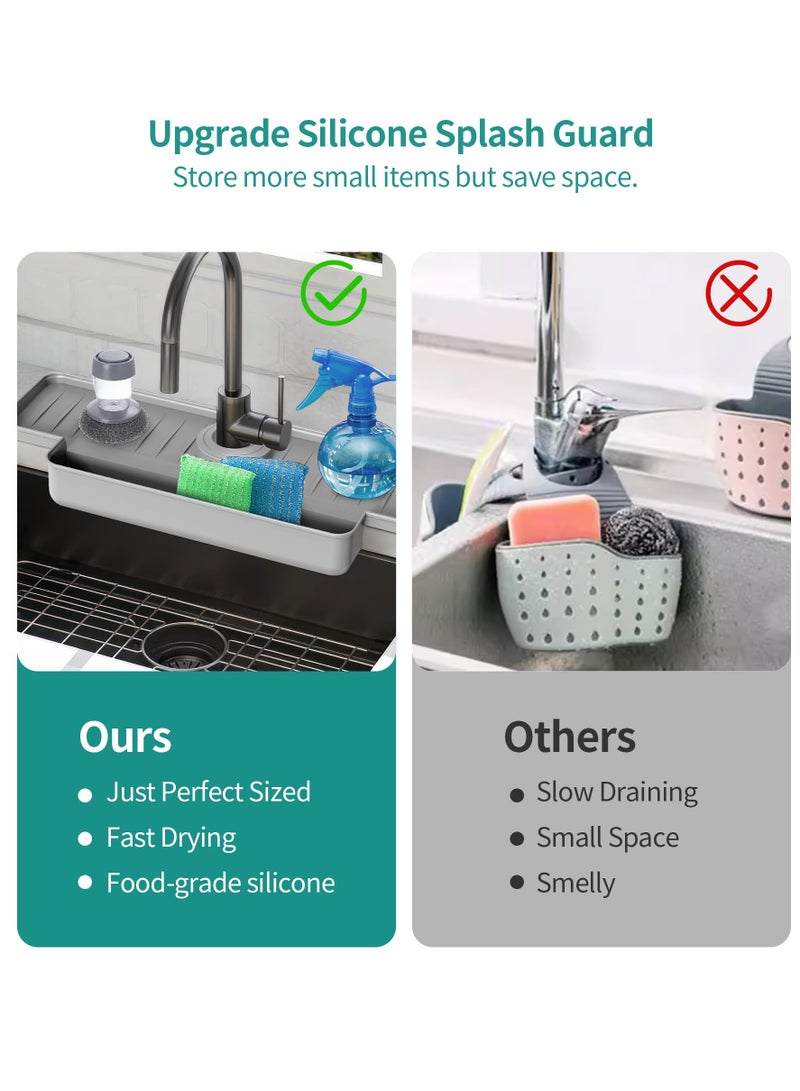 KASTWAVE Kitchen Faucet Sink Splash Guard, Silicone Faucet Water Catcher Mat, Kitchen Sink Splash Guard Upgraded Faucet Water Catcher Tray, for Kitchen Bathroom Countertop - Image 3