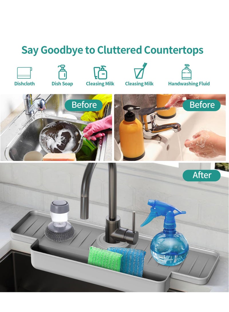 KASTWAVE Kitchen Faucet Sink Splash Guard, Silicone Faucet Water Catcher Mat, Kitchen Sink Splash Guard Upgraded Faucet Water Catcher Tray, for Kitchen Bathroom Countertop - Image 4