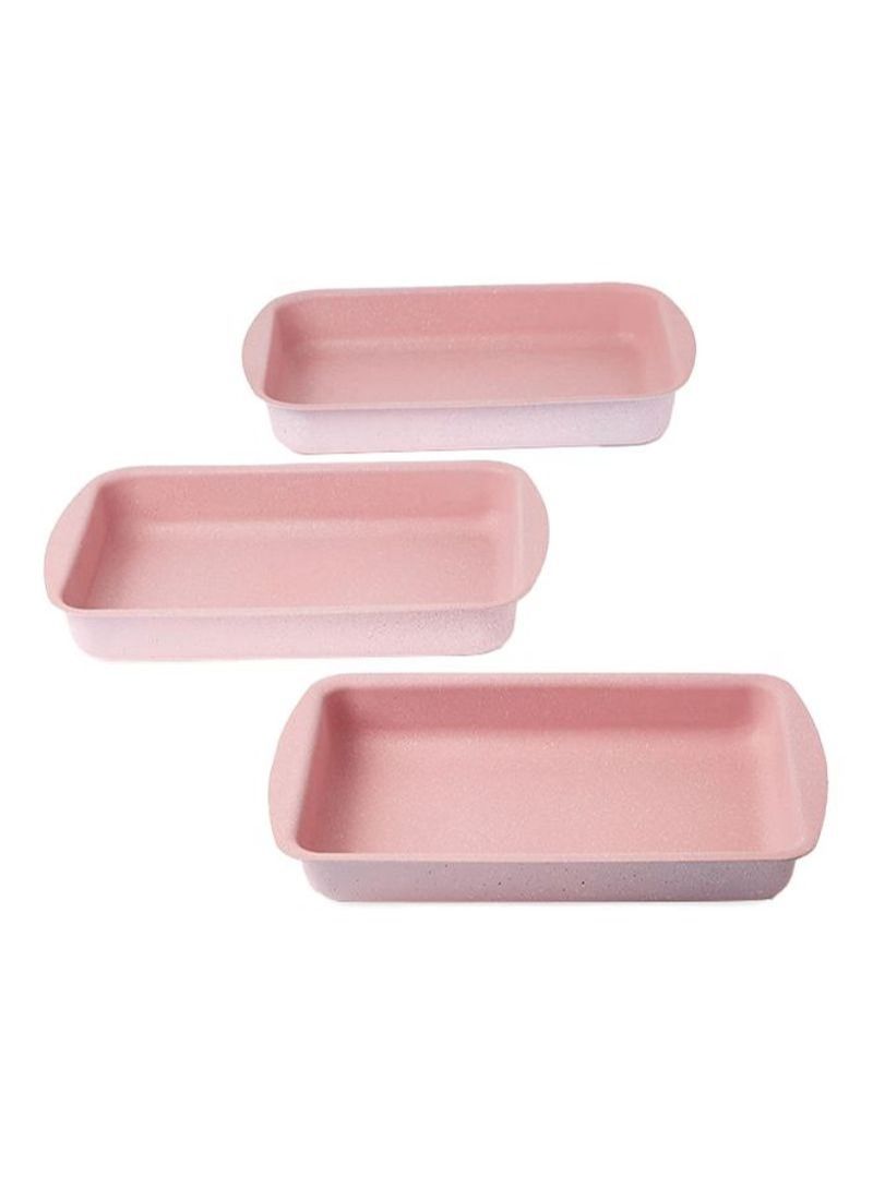 DubaiGallery 3-Pieces Granite Square Pan Set Pink Square Pan 1 (33x22), Square Pan 2 (35x25), Square Pan 3 (38x28)cm - Image 2