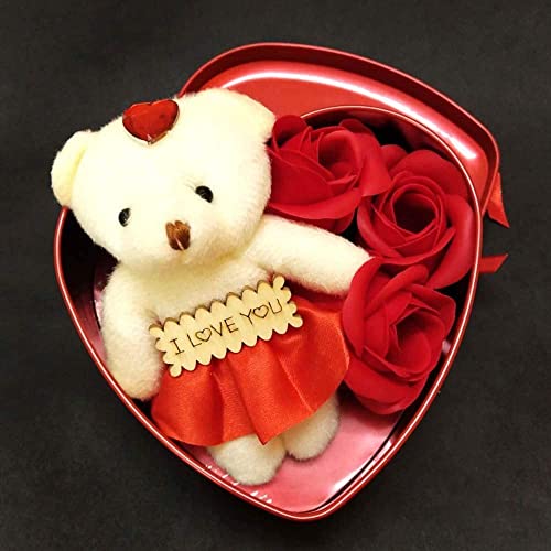 perpetual Heart Shaped Gift Box with Teddy and Roses Gift for Valentine Day Birthday Anniversary Red Rose Flower Gifts for Loveone, Teddy and Rose Day Gift for Boyfriend Girlfriend - Image 2