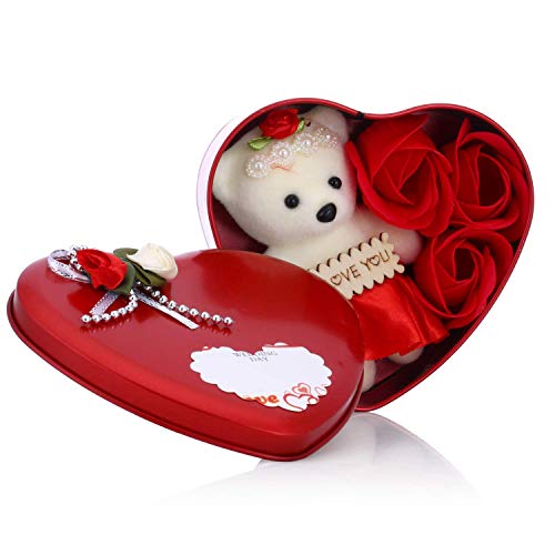 perpetual Heart Shaped Gift Box with Teddy and Roses Gift for Valentine Day Birthday Anniversary Red Rose Flower Gifts for Loveone, Teddy and Rose Day Gift for Boyfriend Girlfriend - Image 5