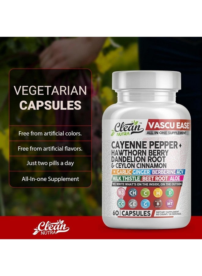 Clean Nutraceuticals كبسولات نظيفة من فلفل الكايين مع توت الزعرور، جذر الهندباء، قرفة سيلان، ثوم، زنجبيل، بيربرين، خل التفاح، شوك الحليب، جذر الشمندر، أقراص الألوة فيرا والمزيد - Image 3