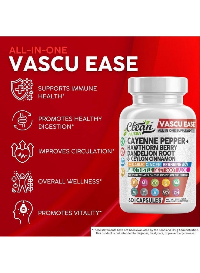 Clean Nutraceuticals كبسولات نظيفة من فلفل الكايين مع توت الزعرور، جذر الهندباء، قرفة سيلان، ثوم، زنجبيل، بيربرين، خل التفاح، شوك الحليب، جذر الشمندر، أقراص الألوة فيرا والمزيد - Image 4