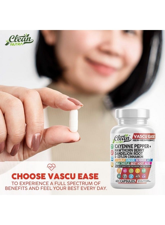 Clean Nutraceuticals كبسولات نظيفة من فلفل الكايين مع توت الزعرور، جذر الهندباء، قرفة سيلان، ثوم، زنجبيل، بيربرين، خل التفاح، شوك الحليب، جذر الشمندر، أقراص الألوة فيرا والمزيد - Image 5