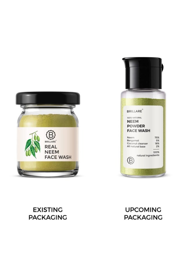 BRILLARE Neem Face Wash for Acne & Pimples, with Bergamot for Clear Skin, 100% Natural Powder Facewash for Acne Prone Skin, Pimples & Blemishes, 15g  - Image 3