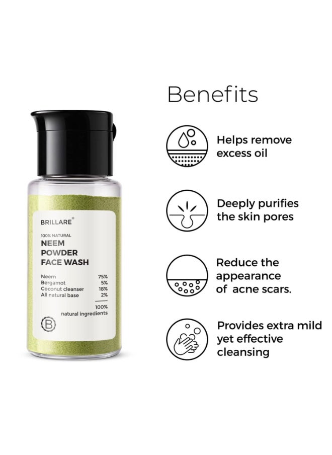 BRILLARE Neem Face Wash for Acne & Pimples, with Bergamot for Clear Skin, 100% Natural Powder Facewash for Acne Prone Skin, Pimples & Blemishes, 15g  - Image 4