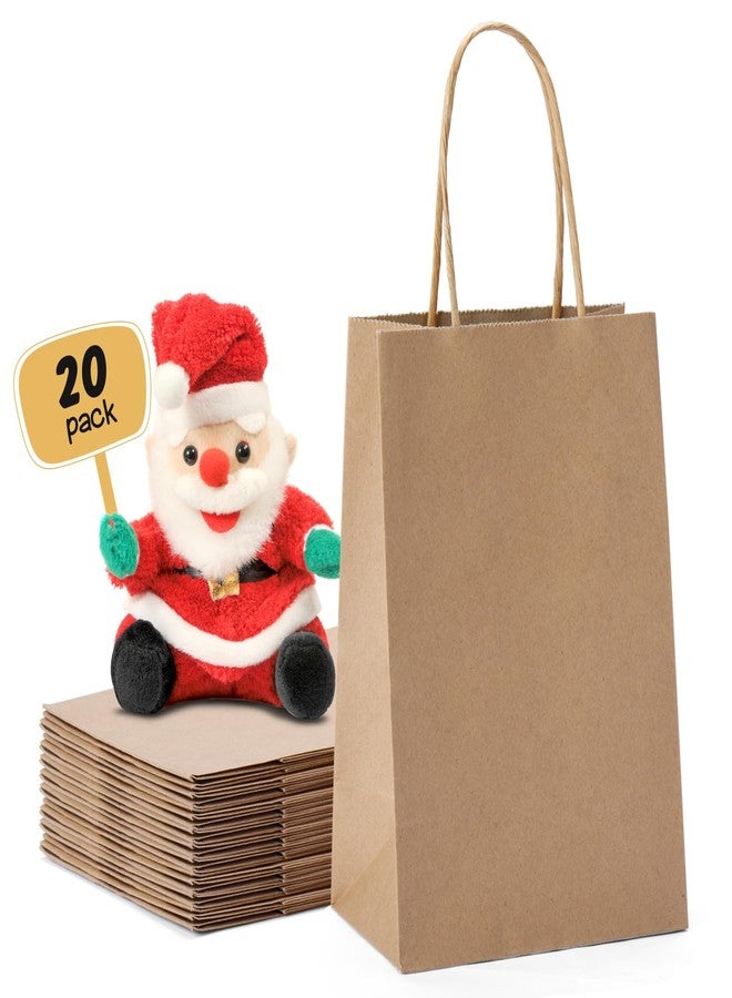 METRONIC Paper Gift Bags 5.25x3.75x8 Inch 20Pcs, Gift Wrap Bags with Handles, Brown Kraft Paper Bag for Small Business, Heavy Duty Bulk Bag for Birthday Party Favors, Shopping, Retail - Image 1