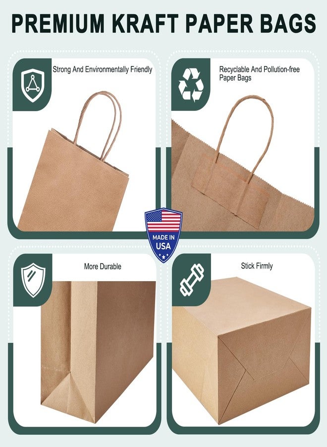 METRONIC Paper Gift Bags 5.25x3.75x8 Inch 20Pcs, Gift Wrap Bags with Handles, Brown Kraft Paper Bag for Small Business, Heavy Duty Bulk Bag for Birthday Party Favors, Shopping, Retail - Image 5