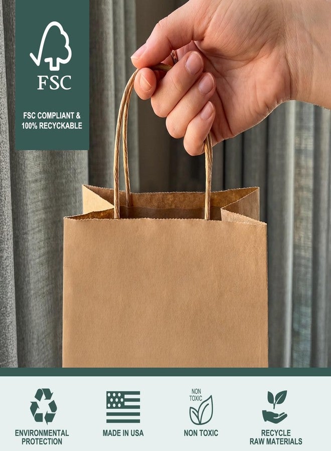 METRONIC Paper Gift Bags 5.25x3.75x8 Inch 20Pcs, Gift Wrap Bags with Handles, Brown Kraft Paper Bag for Small Business, Heavy Duty Bulk Bag for Birthday Party Favors, Shopping, Retail - Image 4