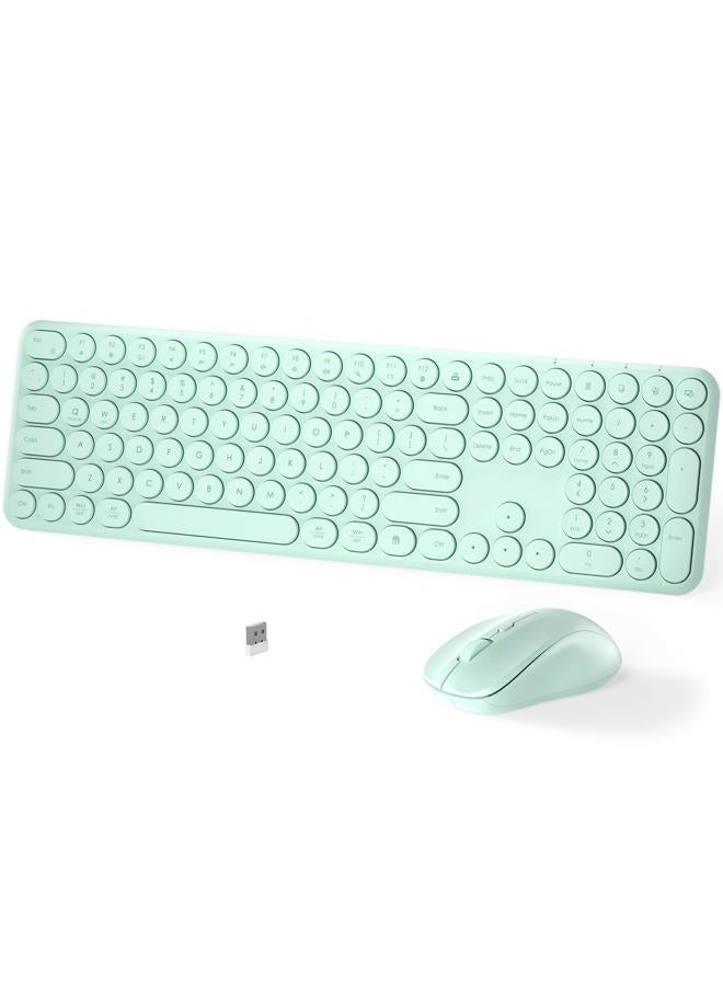 MPTOG Wireless Keyboard and Mouse Set – MPTOG Full-Sized 110Pcs Slim Round Key Design, Quiet Typing, Adjustable DPI Ergonomic Mouse, Wireless Combo for PC, Mac, Laptop, Tablets(Mint Green) - Image 1