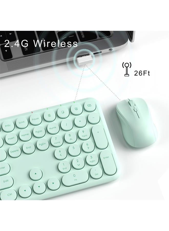 MPTOG Wireless Keyboard and Mouse Set – MPTOG Full-Sized 110Pcs Slim Round Key Design, Quiet Typing, Adjustable DPI Ergonomic Mouse, Wireless Combo for PC, Mac, Laptop, Tablets(Mint Green) - Image 5