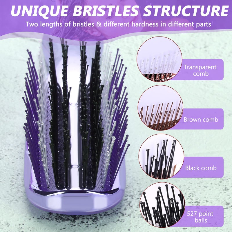 FERNIDA Detangling Brush for Women Girls - Detangler Hair Brush for Straight Long Wet Dry Hair, 572 Soft Bristles Scalp Brush, Purple - Image 5