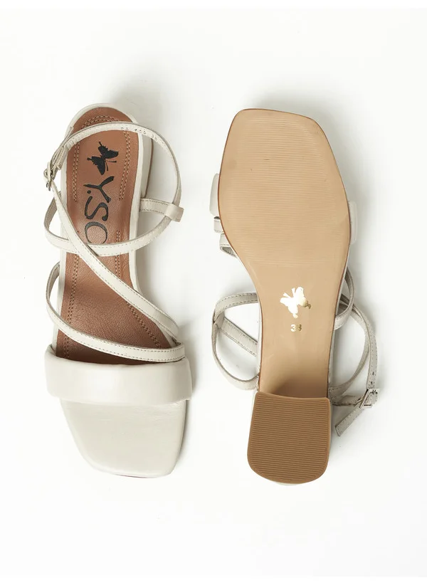 Y.so Y.SO Ladies Mid Heel Sandals White | Made In India