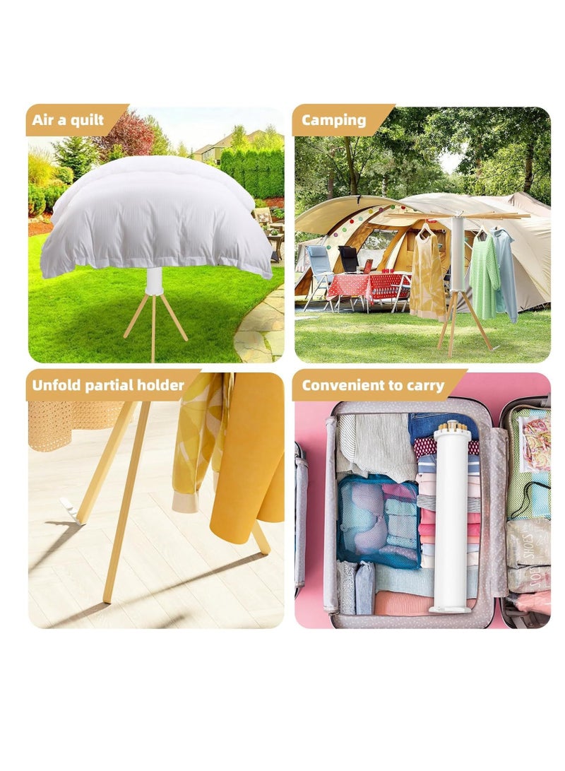 رف تجفيف الملابس الخشبي، حامل غسيل قابل للطي محمول، حامل أرضي داخلي وخارجي - Image 5