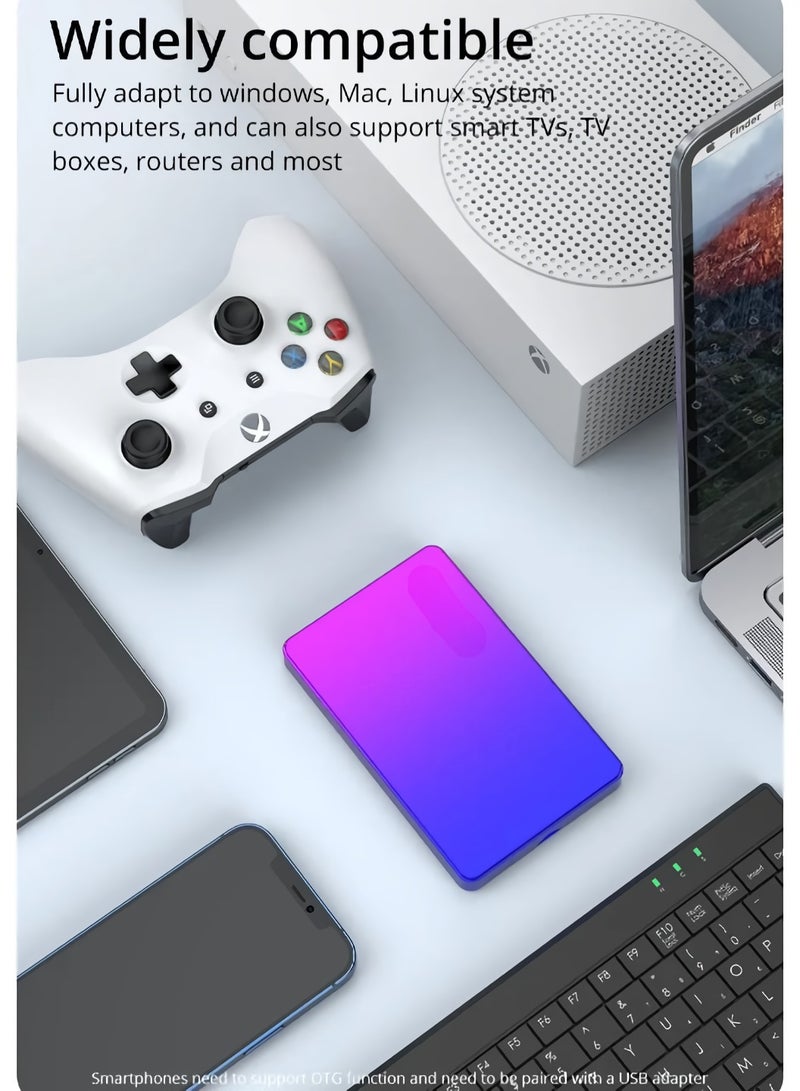 External Hard Drive, USB3.0 Ultra Slim HDD Storage Device, Portable Compact High-speed Mobile Hard Disk Compatible for Pc, Desktop, Mobiles, Laptop, Game Console, Ps4, (Gradient Blue Purple, 500GB) - Image 2