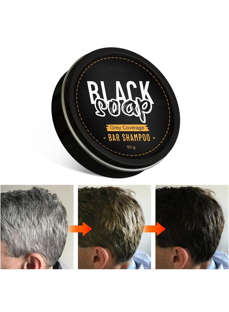 Black Soap صابون جراي شاين، صابون جراي شاين لتنشيط الشعر للرجال، صابون الشعر الأسود ضد الشعر الرمادي، صابون إزالة الشعر الرمادي، شامبو صلب لشعر بلاك آوت - Image 3