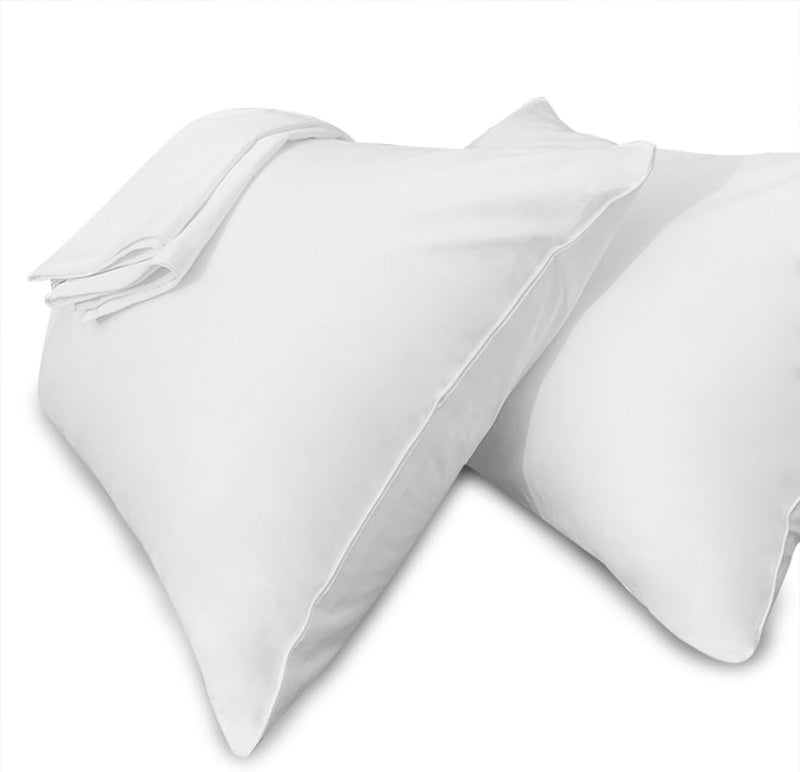 Precoco Pillow Cases King Size-100% Cotton Pillowcase Covers with Zipper Hidden, Breathable & Ultra Soft/Pillow Covers for Easy Care,2 Pack/White - Image 1
