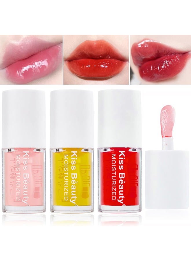 Alisesun 3 Pcs Fruity Plumping Lip Oil Moisturizing Hydrating Lip Care Hydrating Lip Gloss Tinted Lip Balm, Long Lasting & Nourishing Lip Glow Oil, Non-sticky Fresh Texture - Image 1