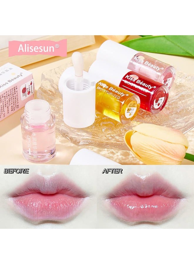 Alisesun 3 Pcs Fruity Plumping Lip Oil Moisturizing Hydrating Lip Care Hydrating Lip Gloss Tinted Lip Balm, Long Lasting & Nourishing Lip Glow Oil, Non-sticky Fresh Texture - Image 2