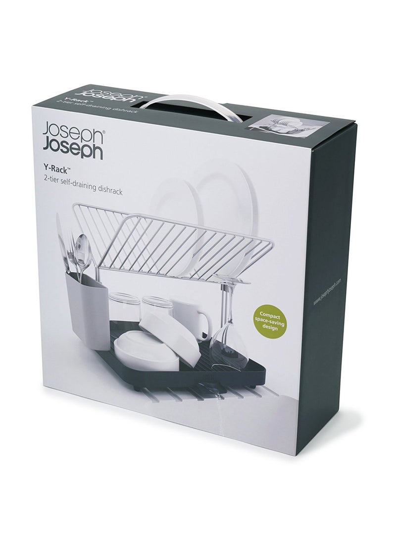 Joseph Joseph Joseph Joseph 85084 Y-Rack Dish Rack and Drainboard Set with Cutlery Organizer Drainer Drying Tray Large for Kitchen, Gray  - Image 5